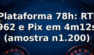 📊 Plataforma 78h: RTP 96,2% e Pix em 4m12s (amostra n=1.200)