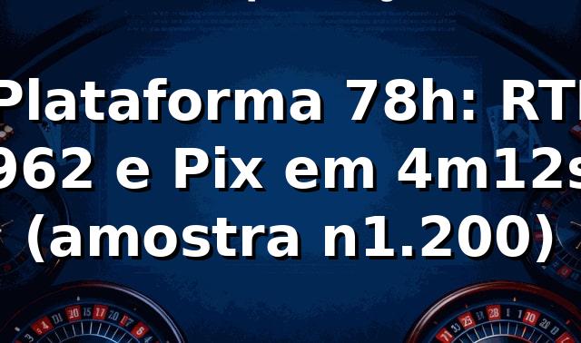 📊 Plataforma 78h: RTP 96,2% e Pix em 4m12s (amostra n=1.200)
